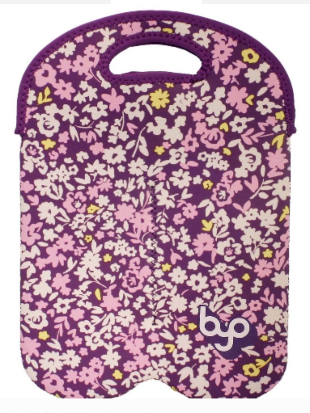 BYO Two Bottle BUILT NY Neoprene Wine Water Tote Holder Purple Ditzy Floral NEW